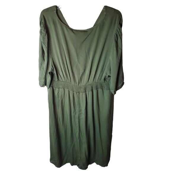 BloomChic Olive Green Button Front V-Neck Dress, NWT, 2X - Picture 3 of 6